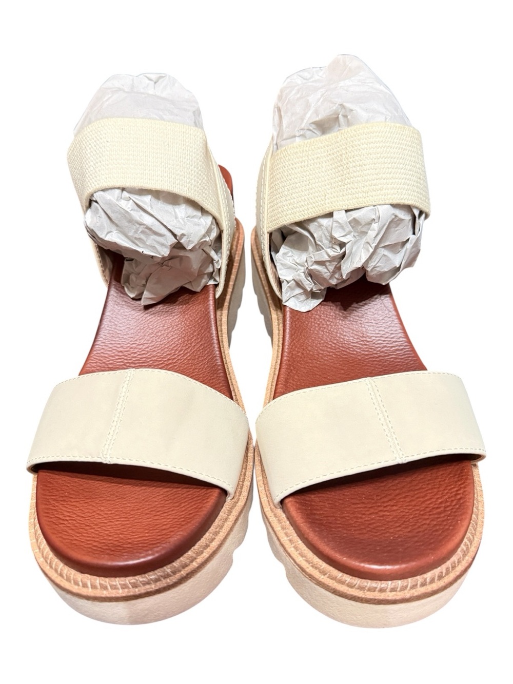 MIA Women’s Size 10 Cream Platform Wedge Sandals Cork Accent NWOB